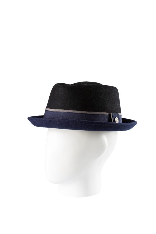 Pork pie zwart met blauwe band
