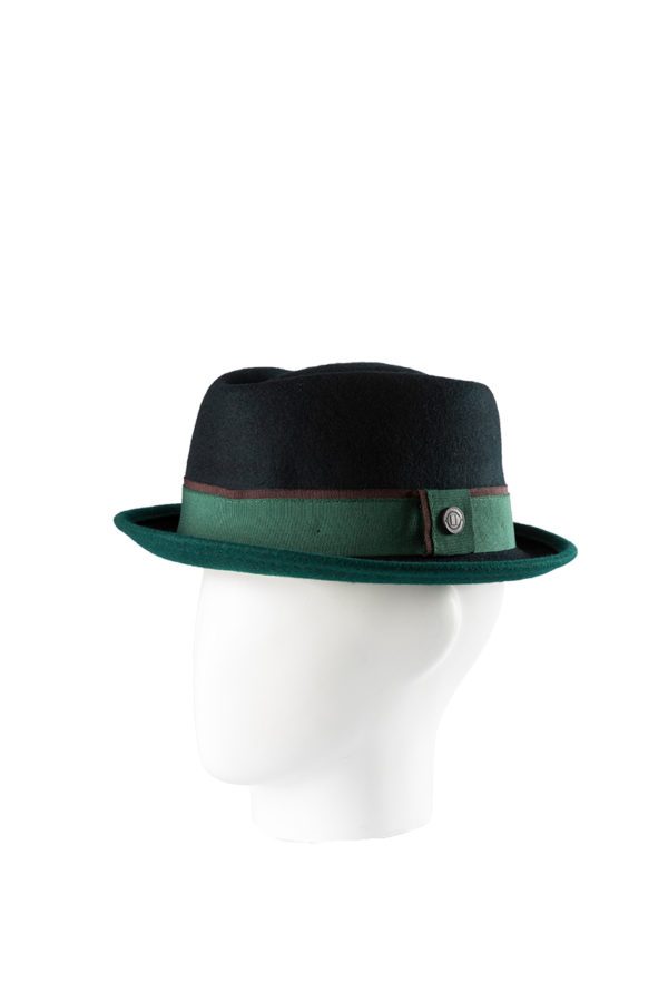Pork pie zwart met groene band